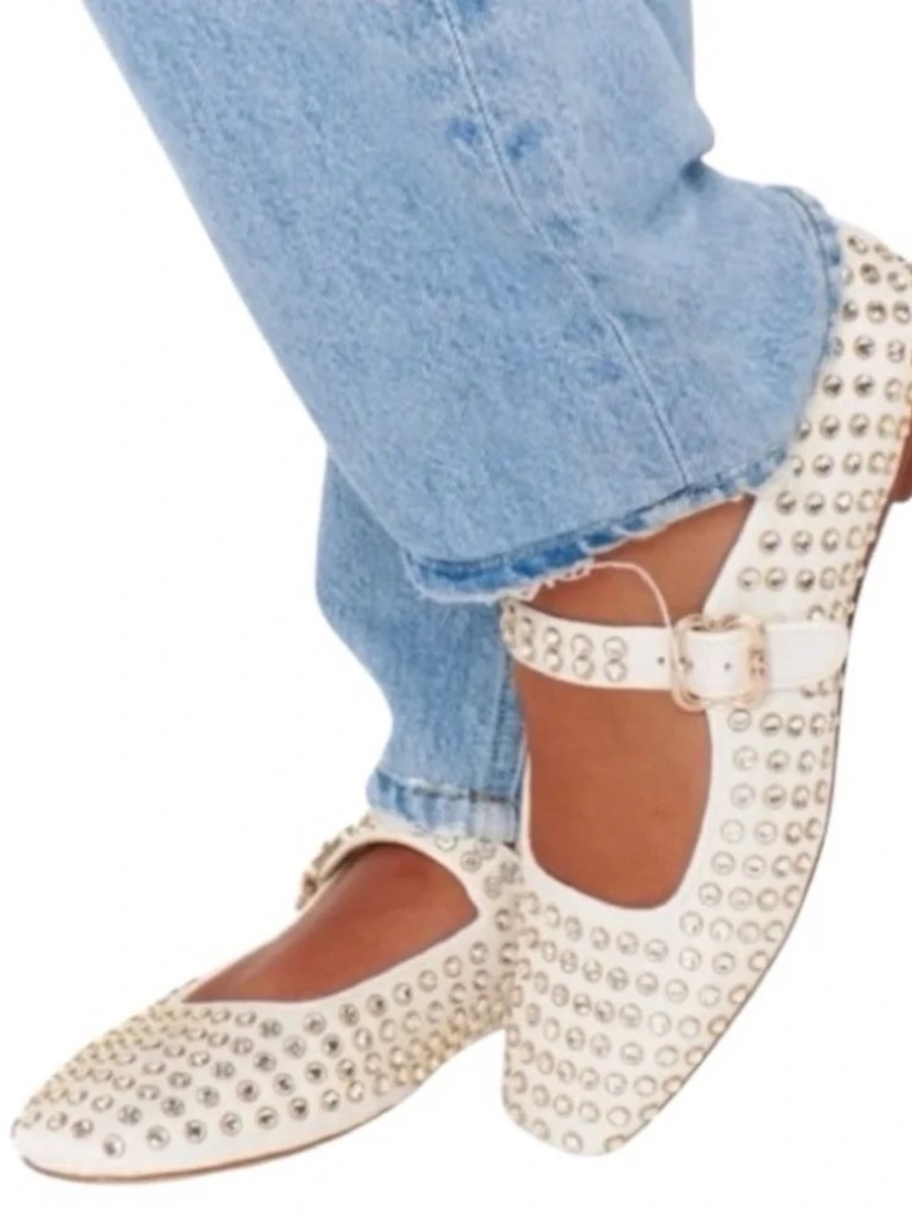 Camila Coelho x Revolve Princess Crystal Embellished Mary Jane Flats.